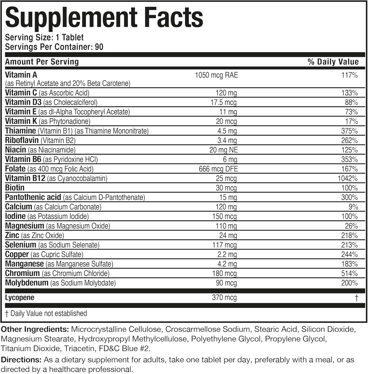 Multivitamínico Completo Bronson ONE Daily 50+ 90 Tabletas