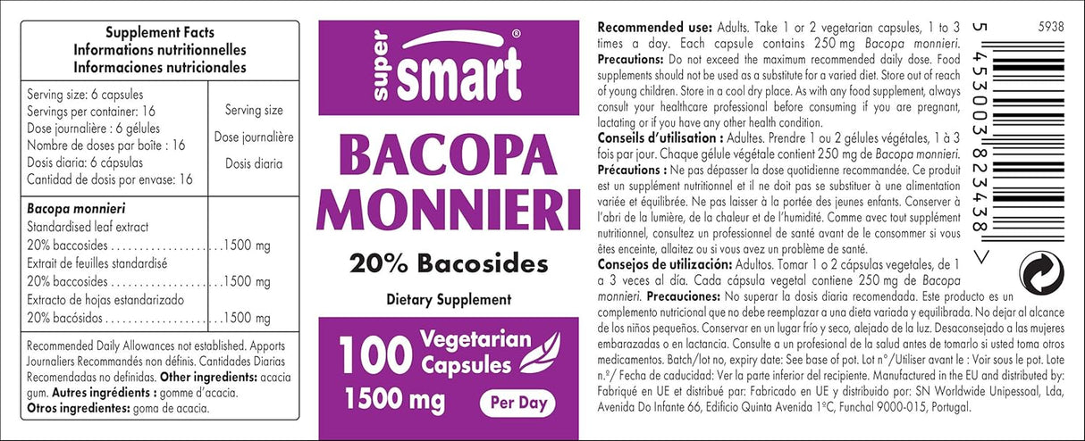 Suplemento nootrópico Monnieri 1500 mg refuerzo cerebral