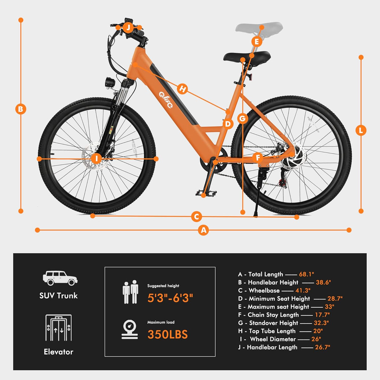 Bicicleta Eléctrica Cityone 26 750W, Batería Removible, 7 Velocidades