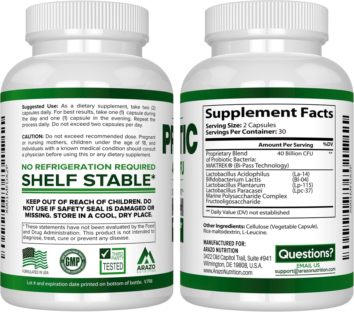 Suplemento Nutrition Probiótico 40 mil millones acidófilos