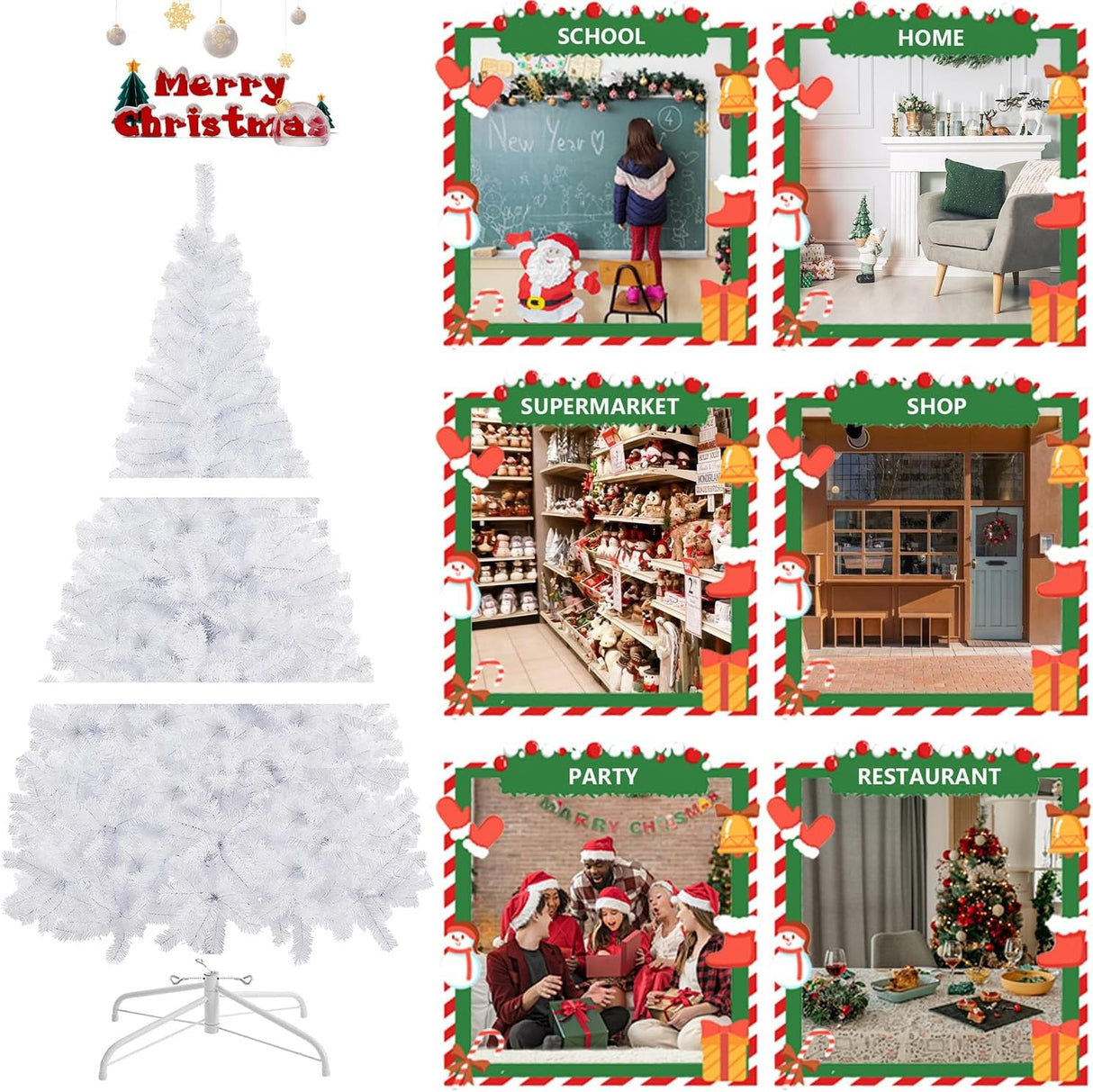 Árbol de Navidad Artificial de 6 pies con Luces LED y Control Remoto