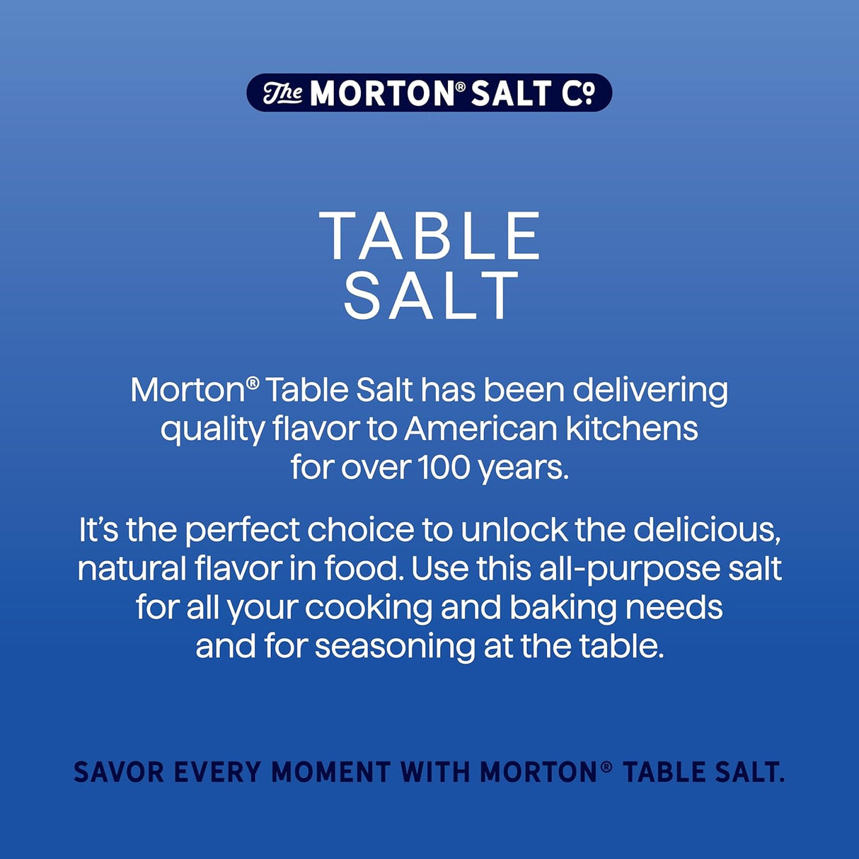 Sal de Mesa Morton, No Yodada, Ideal para Cocinar, 2-Pack 26 oz