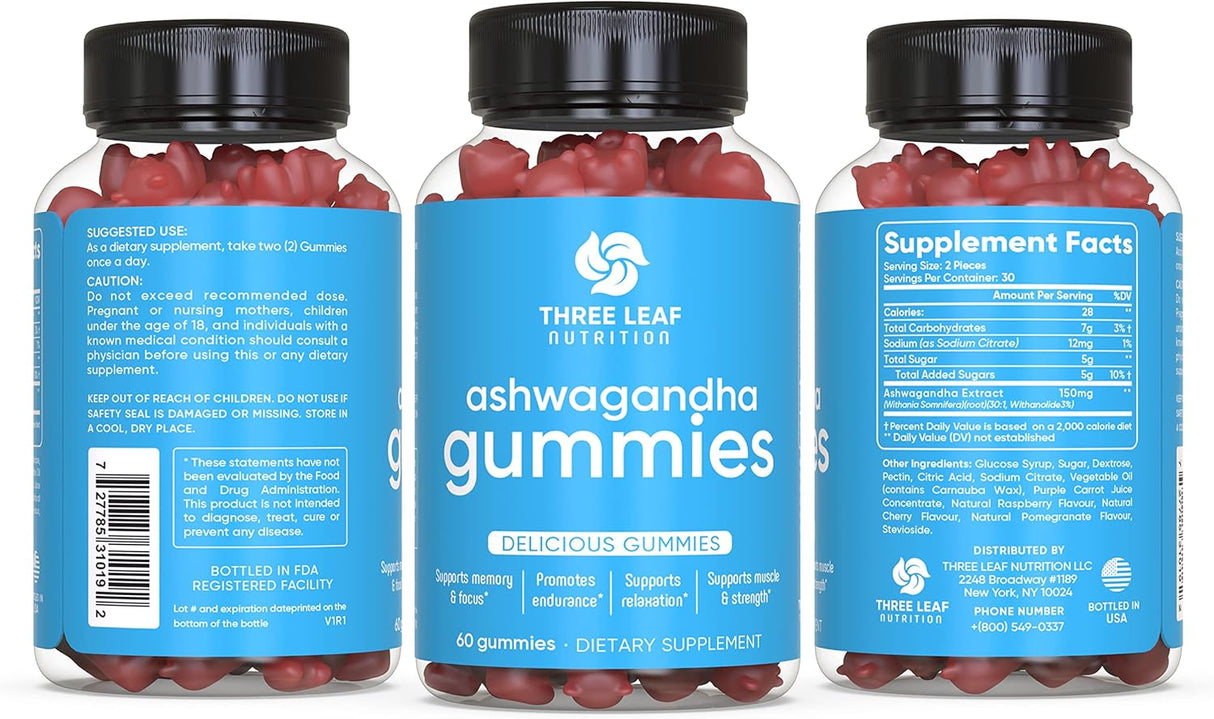Gomitas de Ashwagandha - Suplemento para Enfoque y Energía - 60 u.
