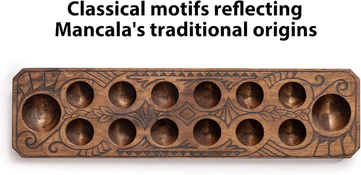 Juego de Mancala Yellow Mountain Imports con tablero de madera 17.3