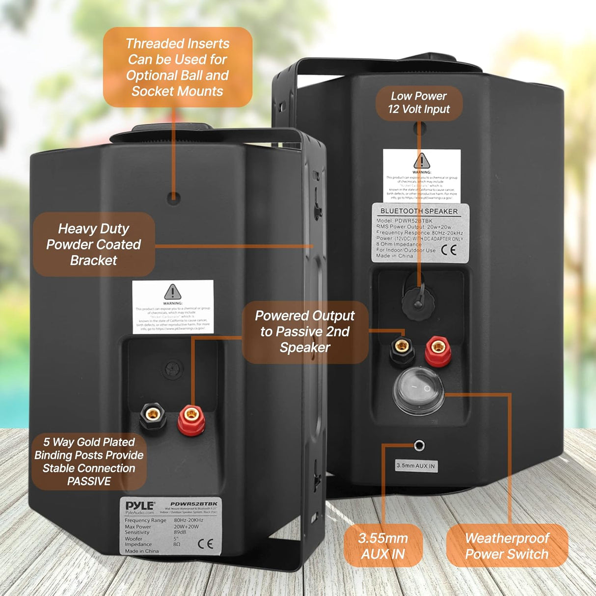 Parlantes para el hoga montaje pared PYLE-HOME PDWR52BTBK