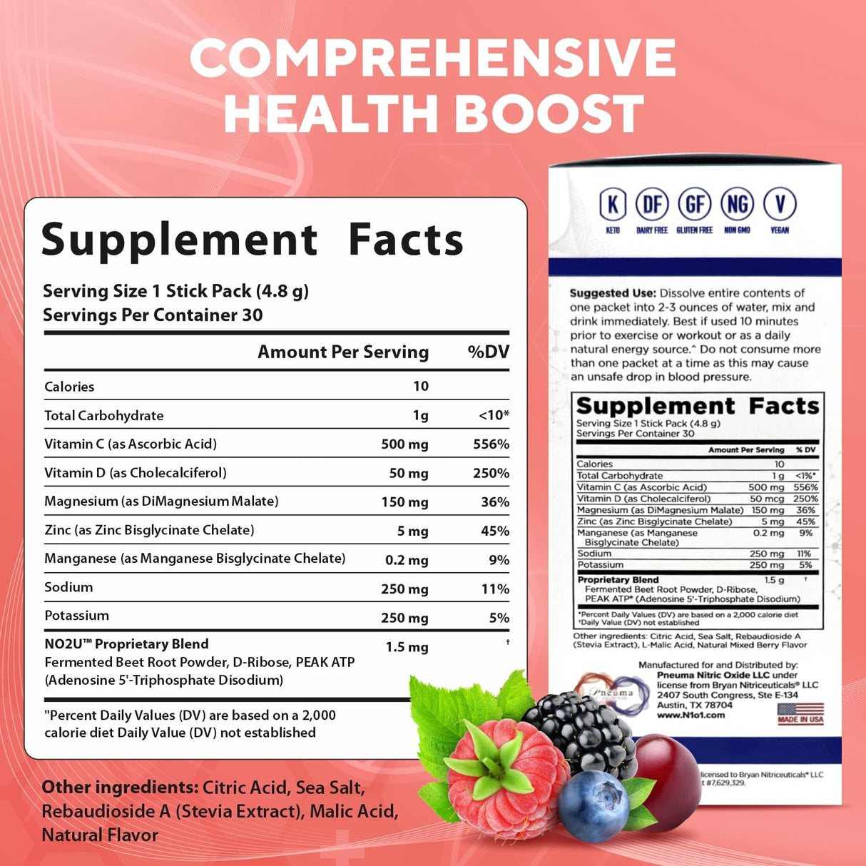 Suplemento de óxido nítrico N.O. Beetz energía celular