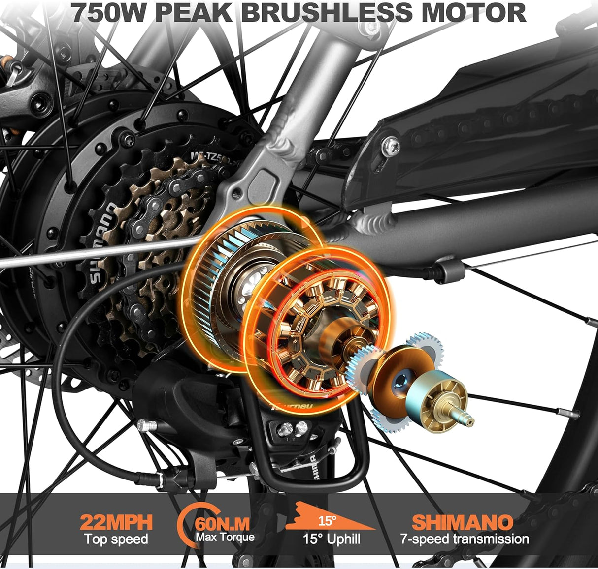 Bicicleta Eléctrica Core 750W, Batería 468Wh, 7 Velocidades