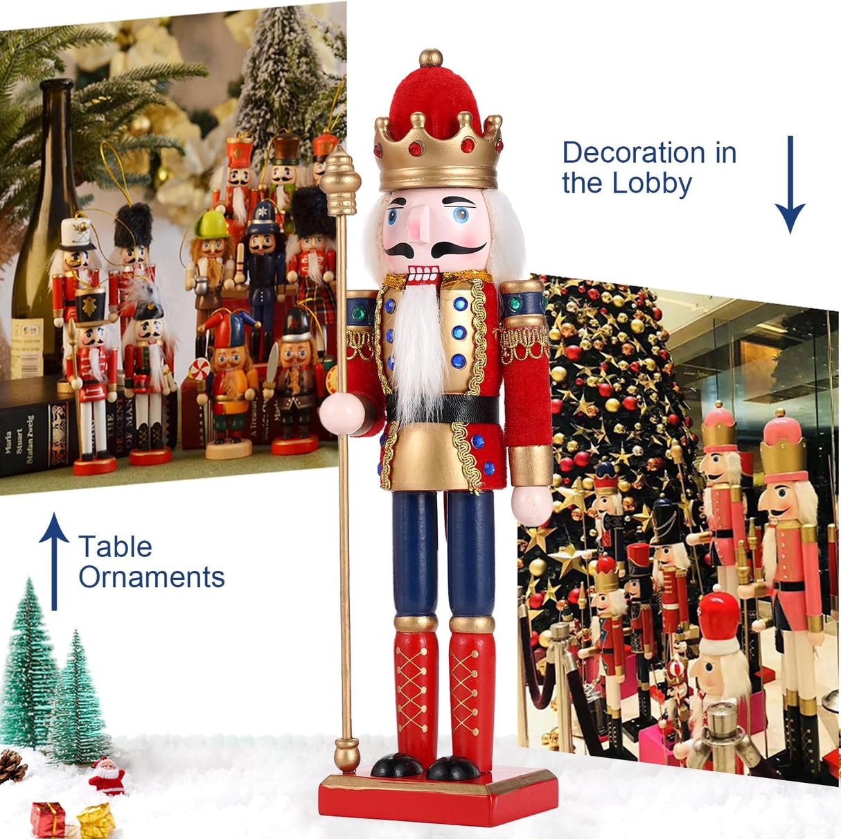 Adorno Navideño Nutcracker COMBIUBIU 11.2 pulgadas, Figuras de Madera
