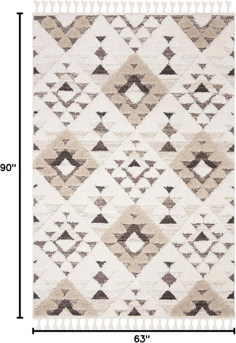 Alfombra Shag Marroquí, Diseño Boho, No Desprende Pelusa, MTS688A