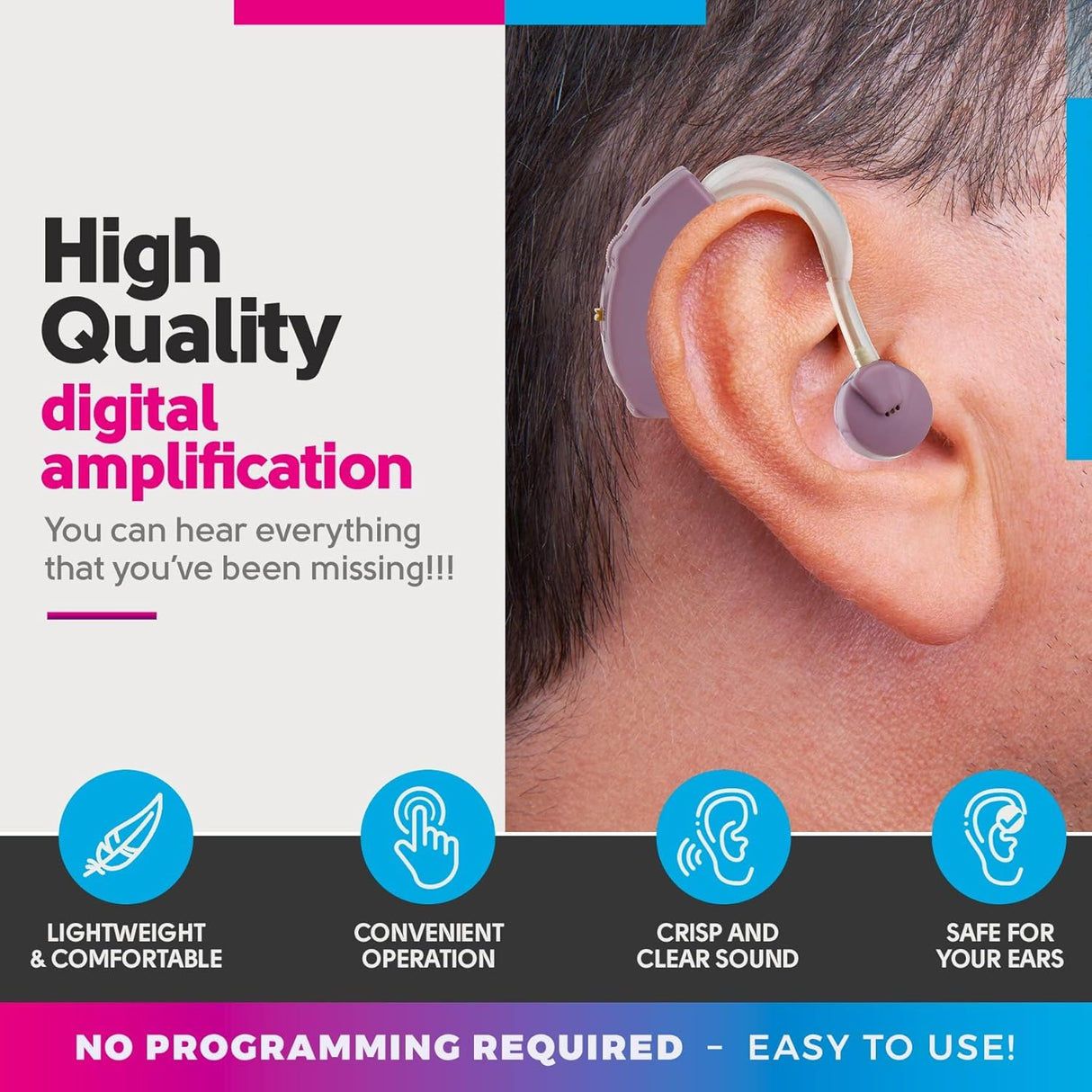 Auriculares Amplificadores BTE Pequeños para Audio Personal