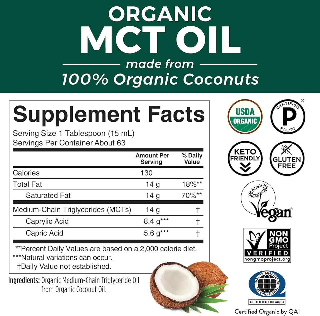 Suplementos Alimenticios Aceite puro de coco sin gluten