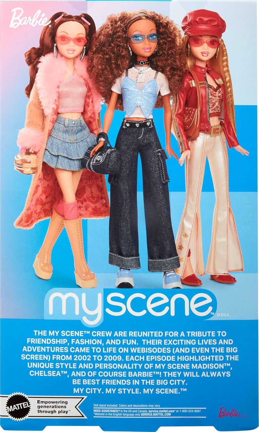Muñeca Madison My Scene, Barbie, outfit Y2K, accesorios y soporte