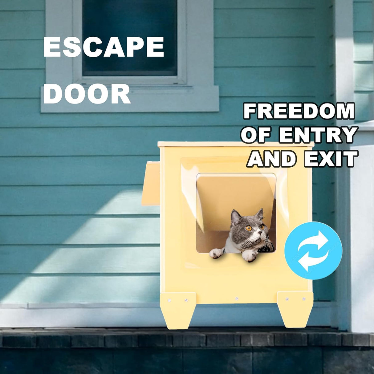 Casa para Gatos Exterior, Refugio Feral, Aislada, Modelo Mejorado