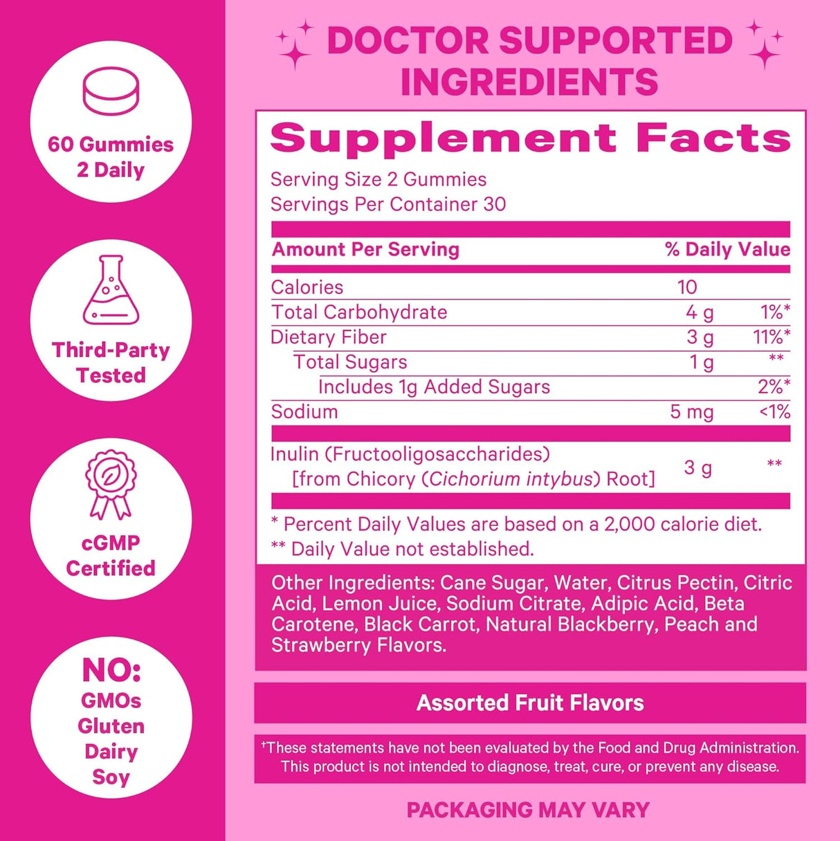 Suplemento de fibra prebiótica inulina apoyo estomacal