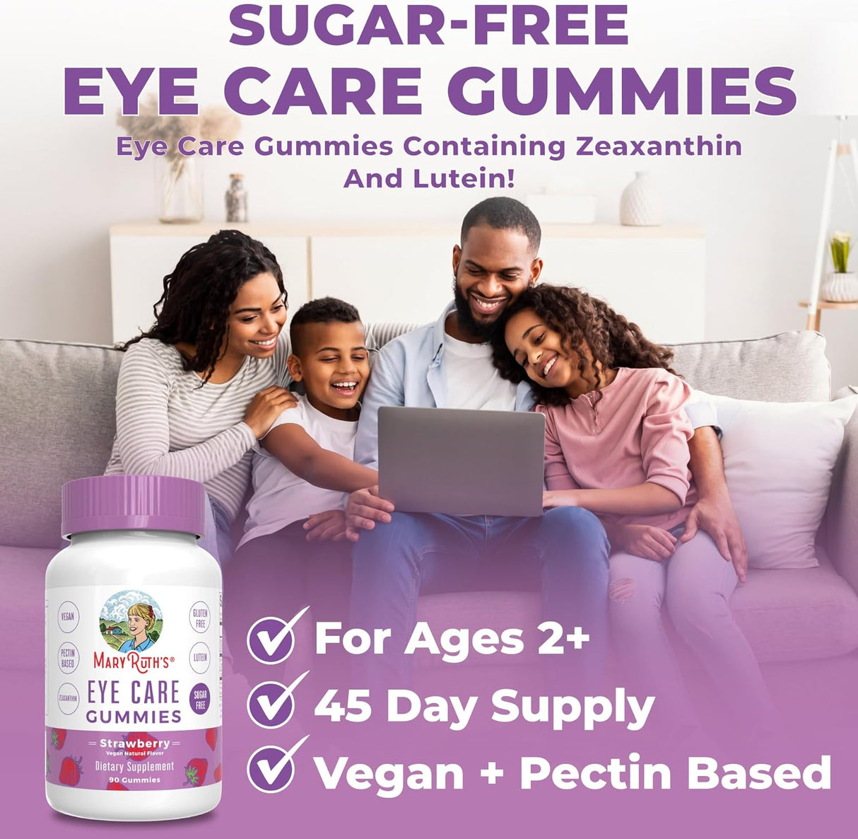 Suplemento Vitaminas oculares gomosa Vegano Sin gluten 90 un