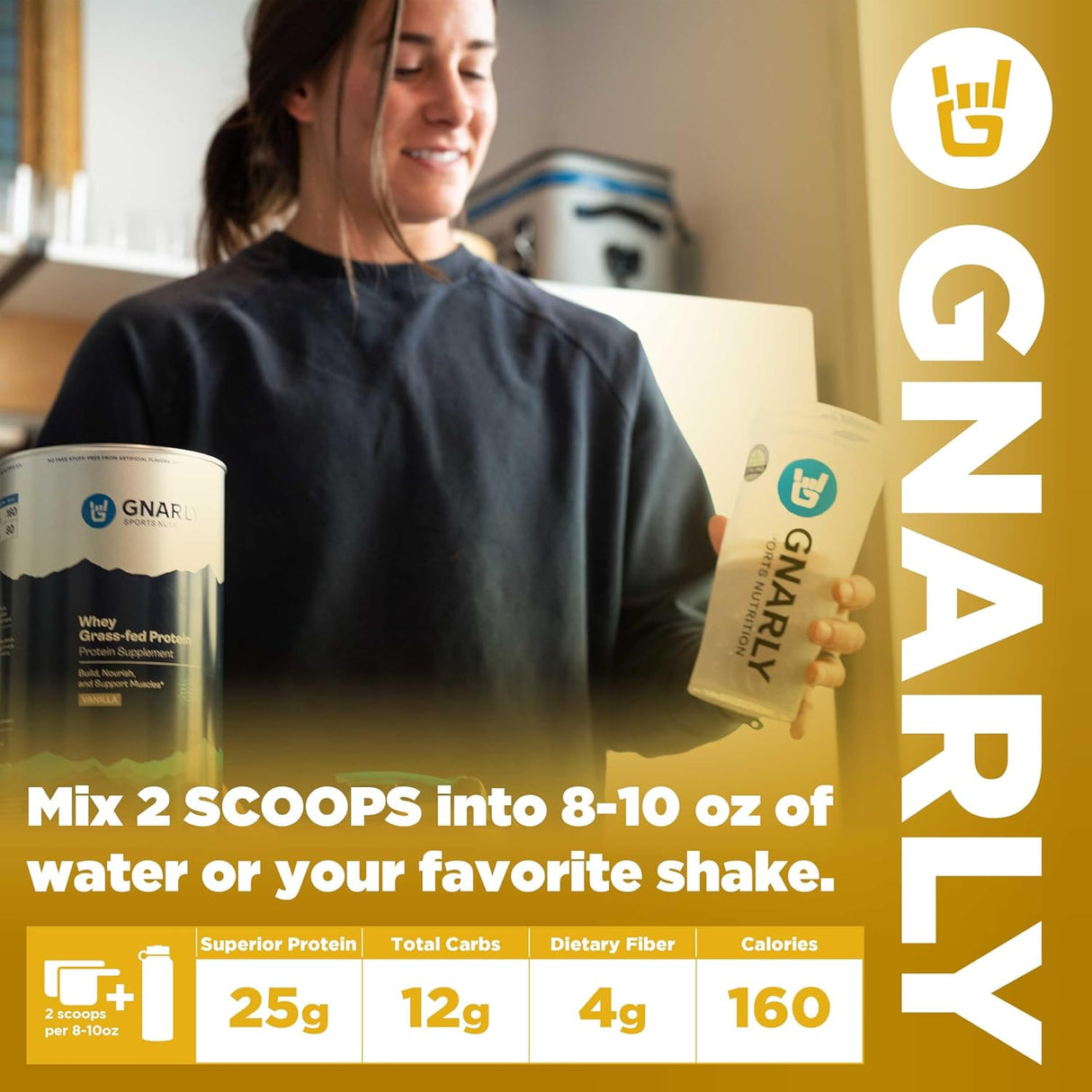 Proteína de Vainilla Gnarly Nutrition – 25g, Reparo Muscular, NSF, 32 oz