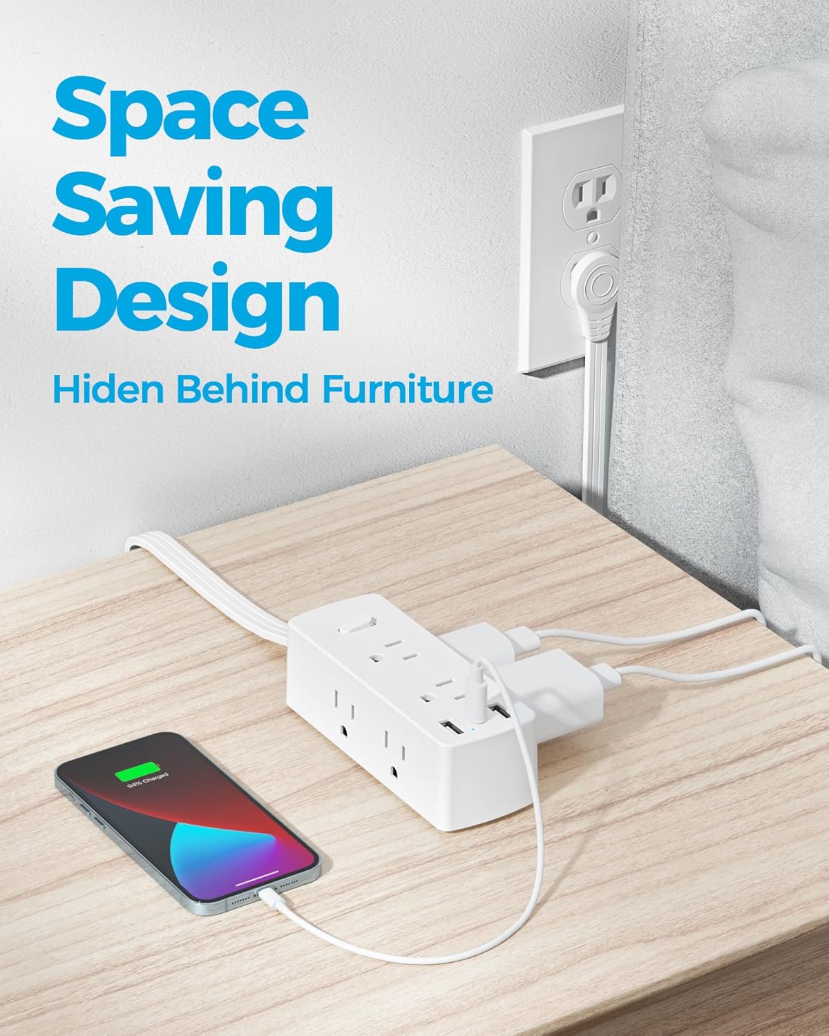 olcorife - Tira de alimentación con protector de sobretensiones