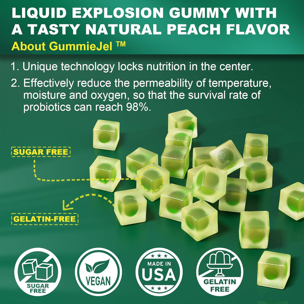 Suplemento Gomitas de enzimas digestivas sin azúcar, 1000 mg