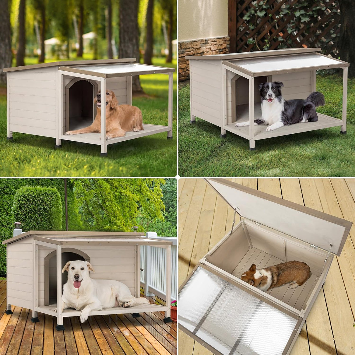 Casa para perros grandes techo de asfalto de PVC Petsfit