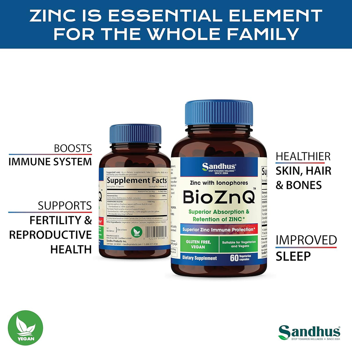 Suplemento Zinc + Quercetina 60 cápsulas vegetarianas