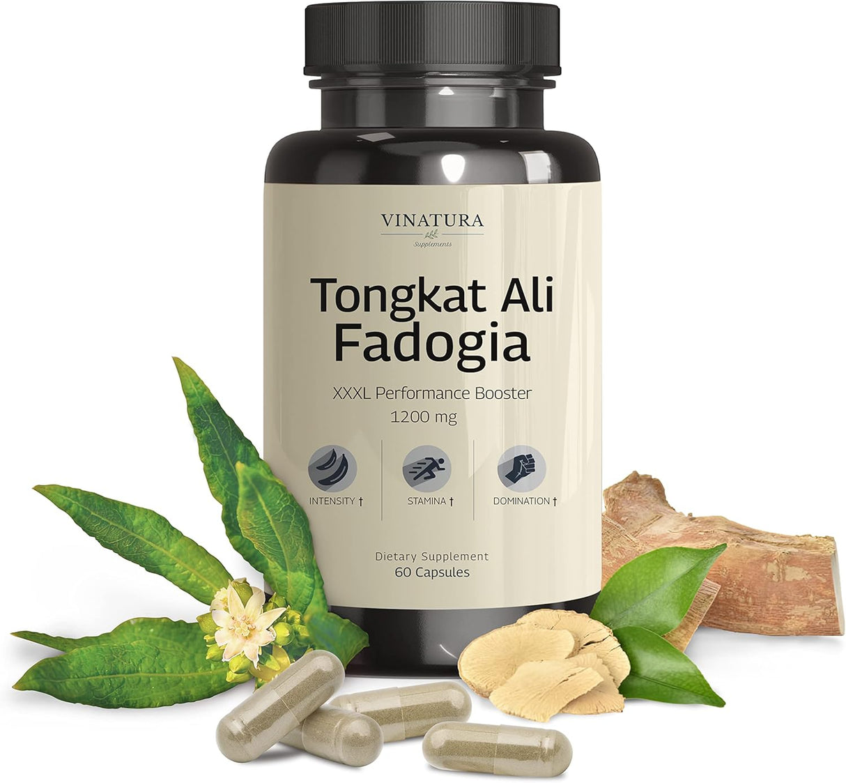 Suplemento Fadogia Agrestis Tongkat Ali 1200 mg 60 capsula