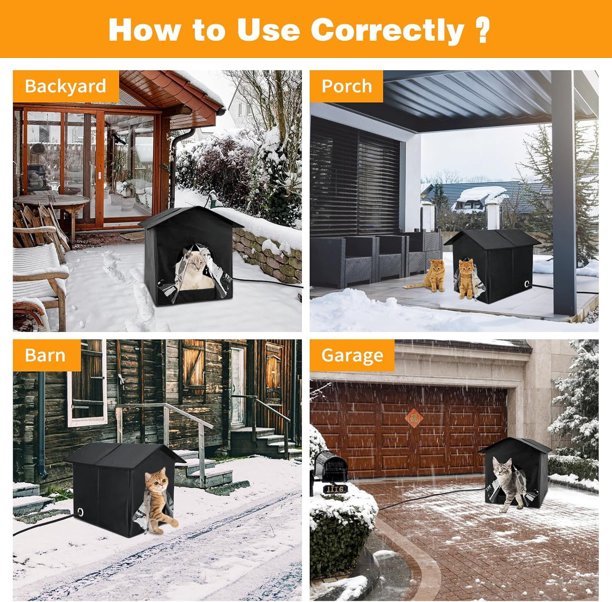 Casa Calentada para Gatos FHTONGE, Aislada y Plegable