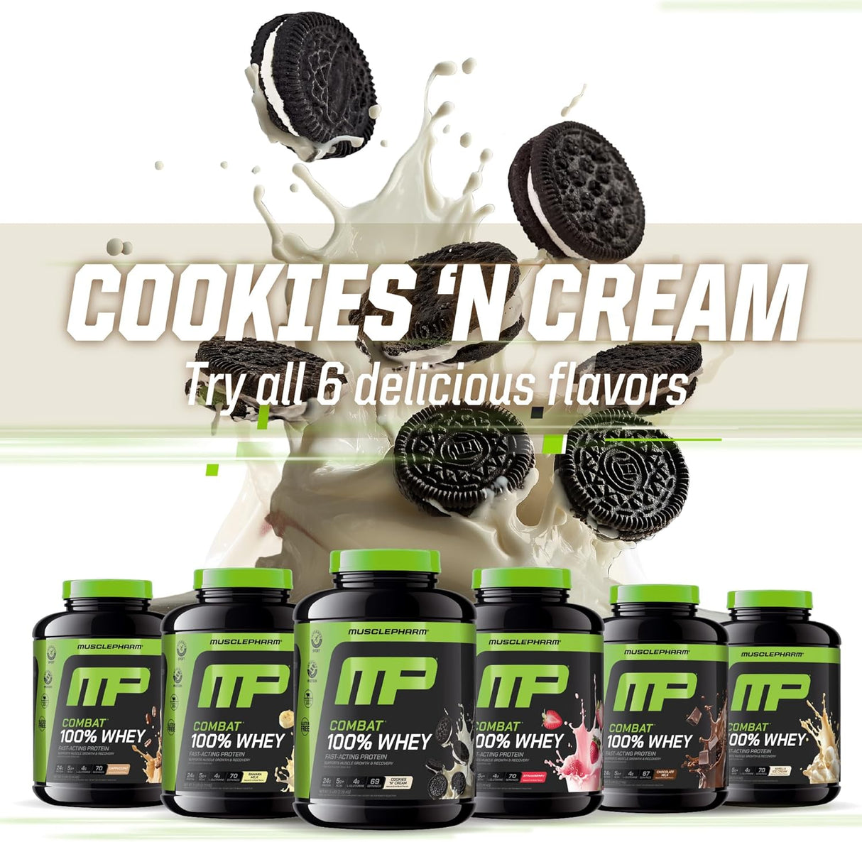 Proteína de Suero MusclePharm Combat 100% Cookies N Cream 5 lb