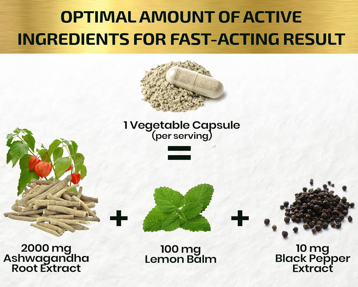 Cápsulas de Ashwagandha Orgánica 2000 MG - Alivio del Estrés