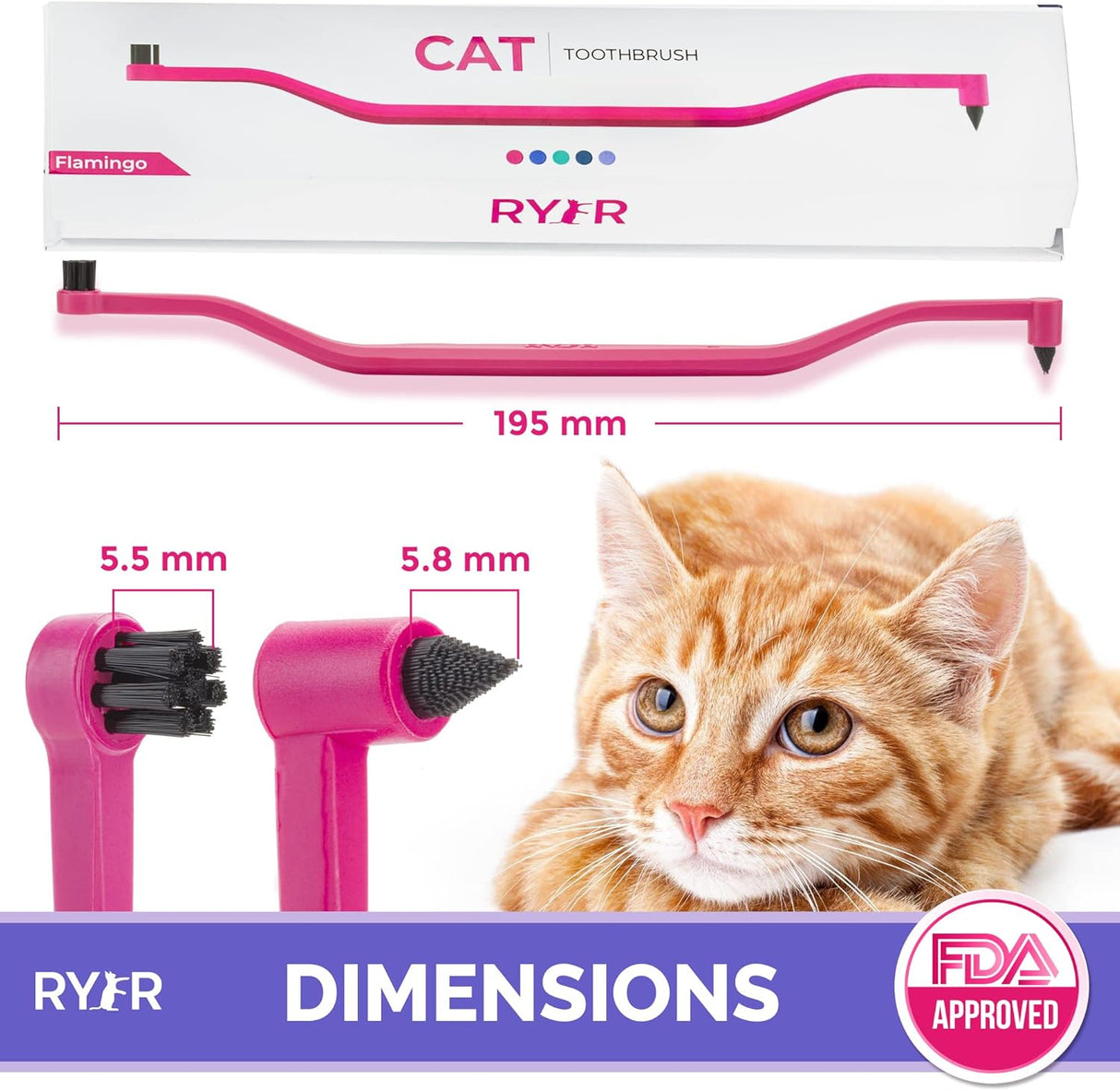 Cepillo de dientes para gatos de doble cara rosa flamenco