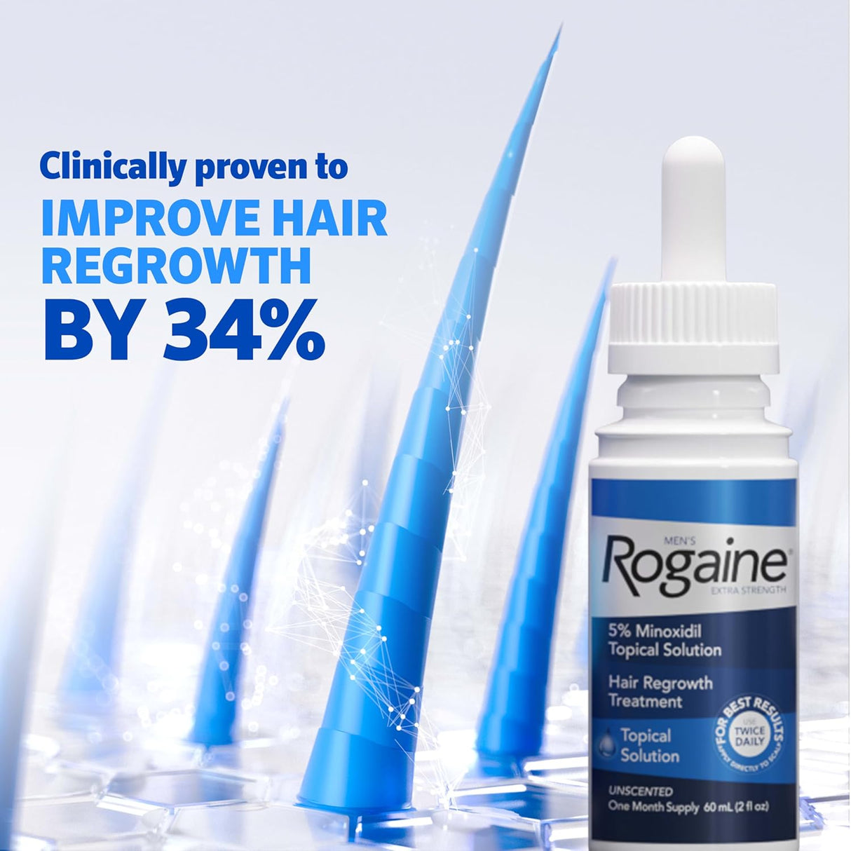 Rogaine Minoxidil 5% Solución Tópica para Hombre, 2 fl oz