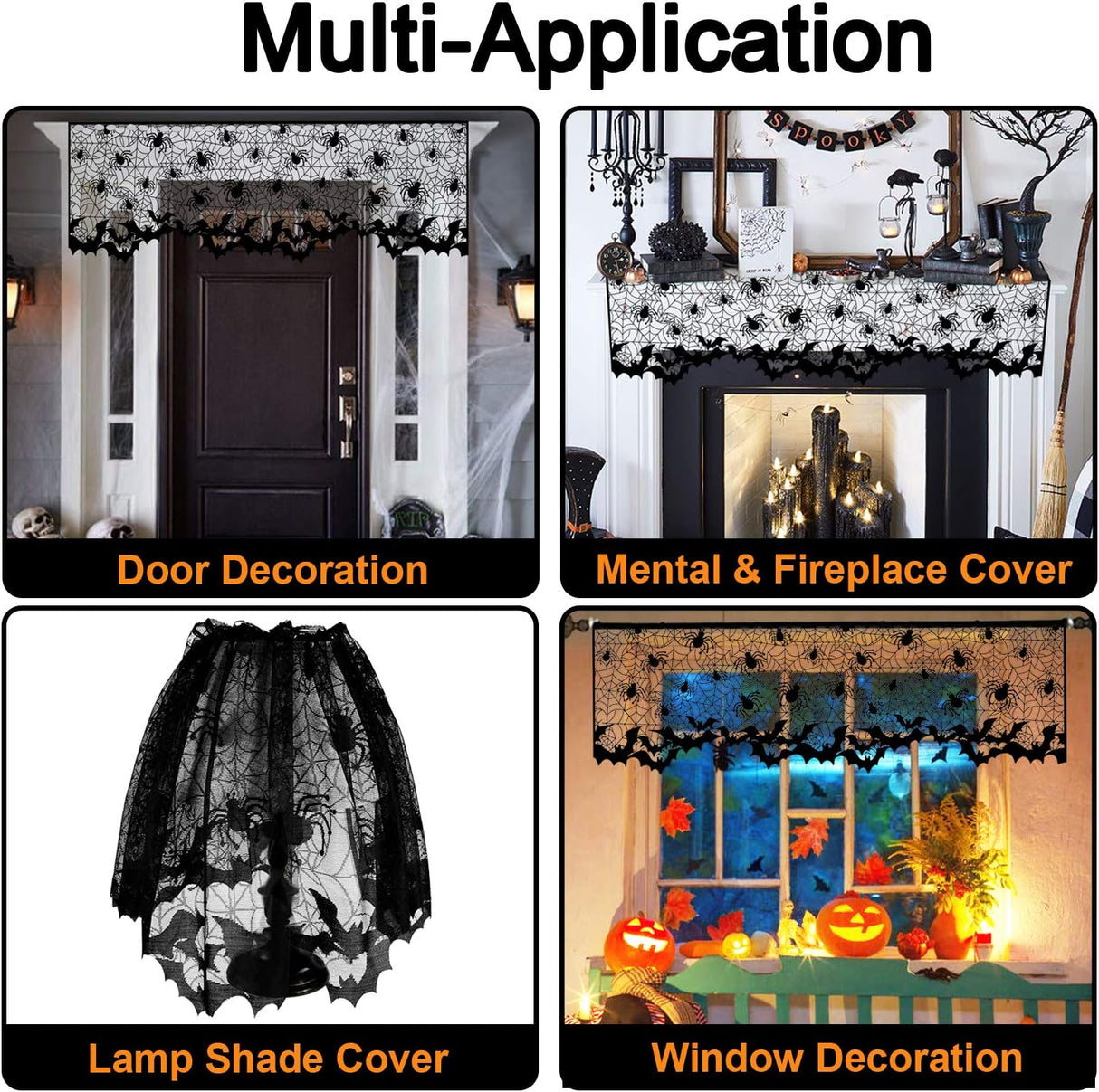 Cubierta de Pantalla de Lámpara Halloween, Decoración, 3 Pcs