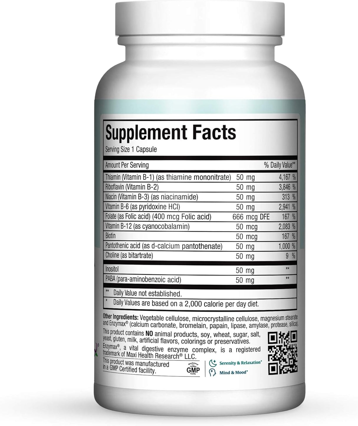 Suplementos Complejo de vitamina B-50 con inositol y biotina