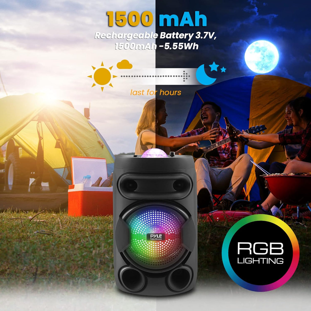 Altavoz PA portátil Bluetooth de 200 W PYLE-PRO PPHP81LTB
