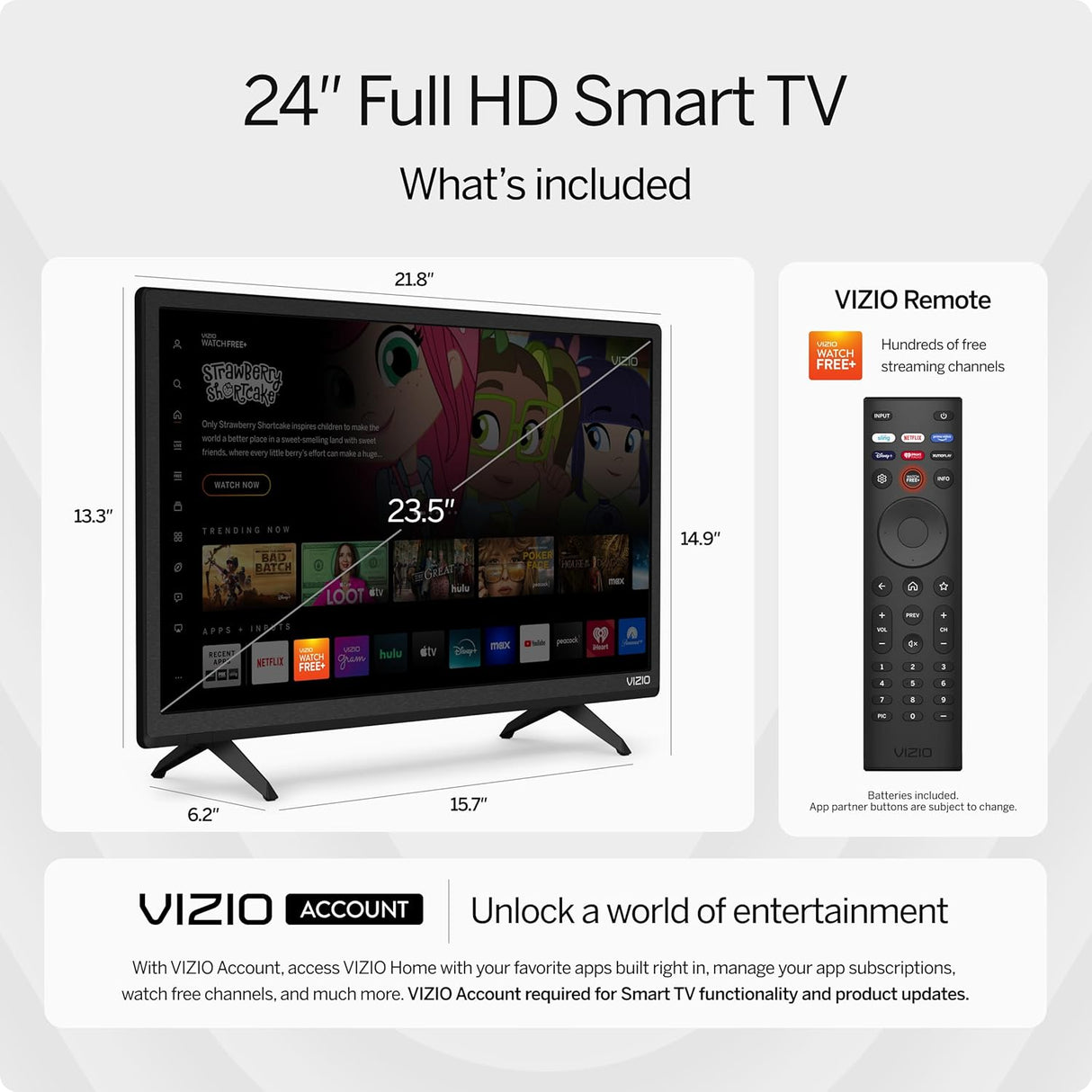 Smart TV VIZIO 24 Full HD, AirPlay, Alexa, D24f-J09 2022