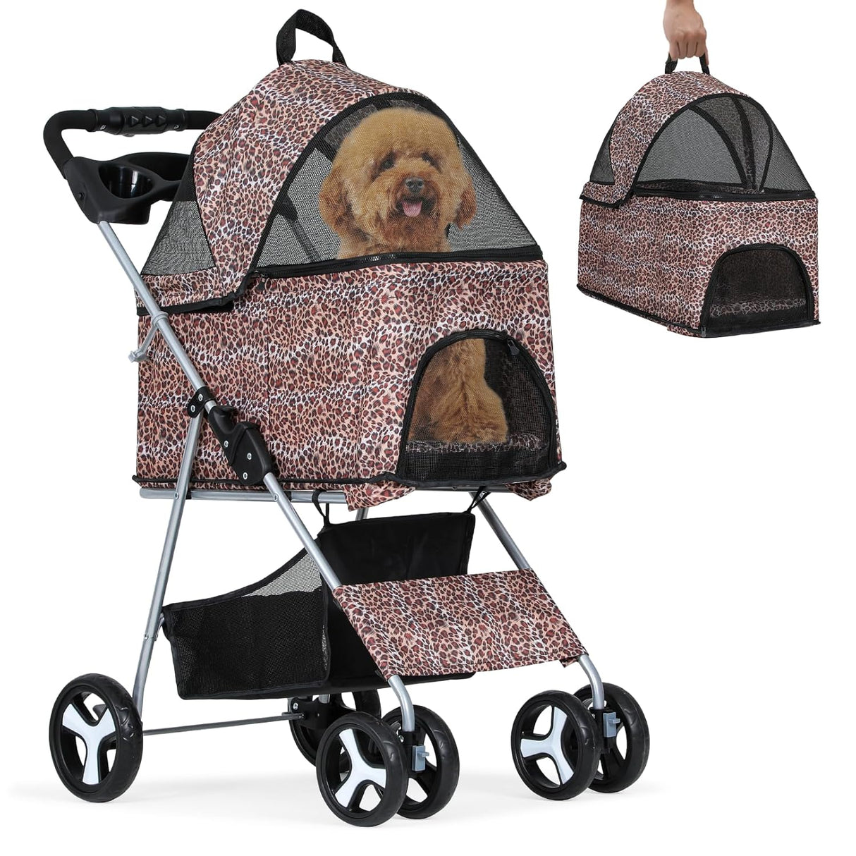 Carro de Mascotas MoNiBloom 3 en 1 Plegable con Transportín