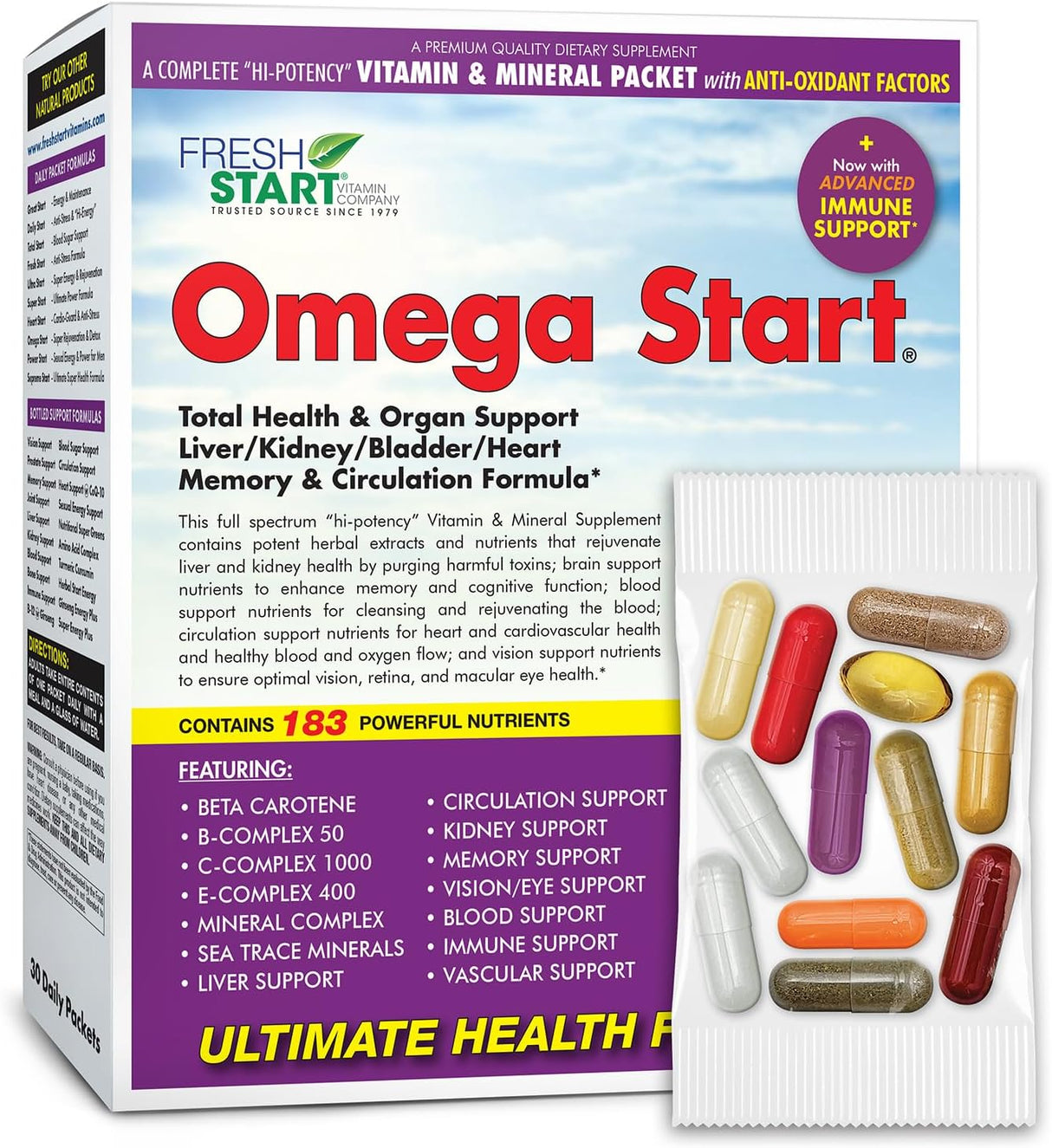 Suplemento Omega Start completo de vitaminas diarias 30 und