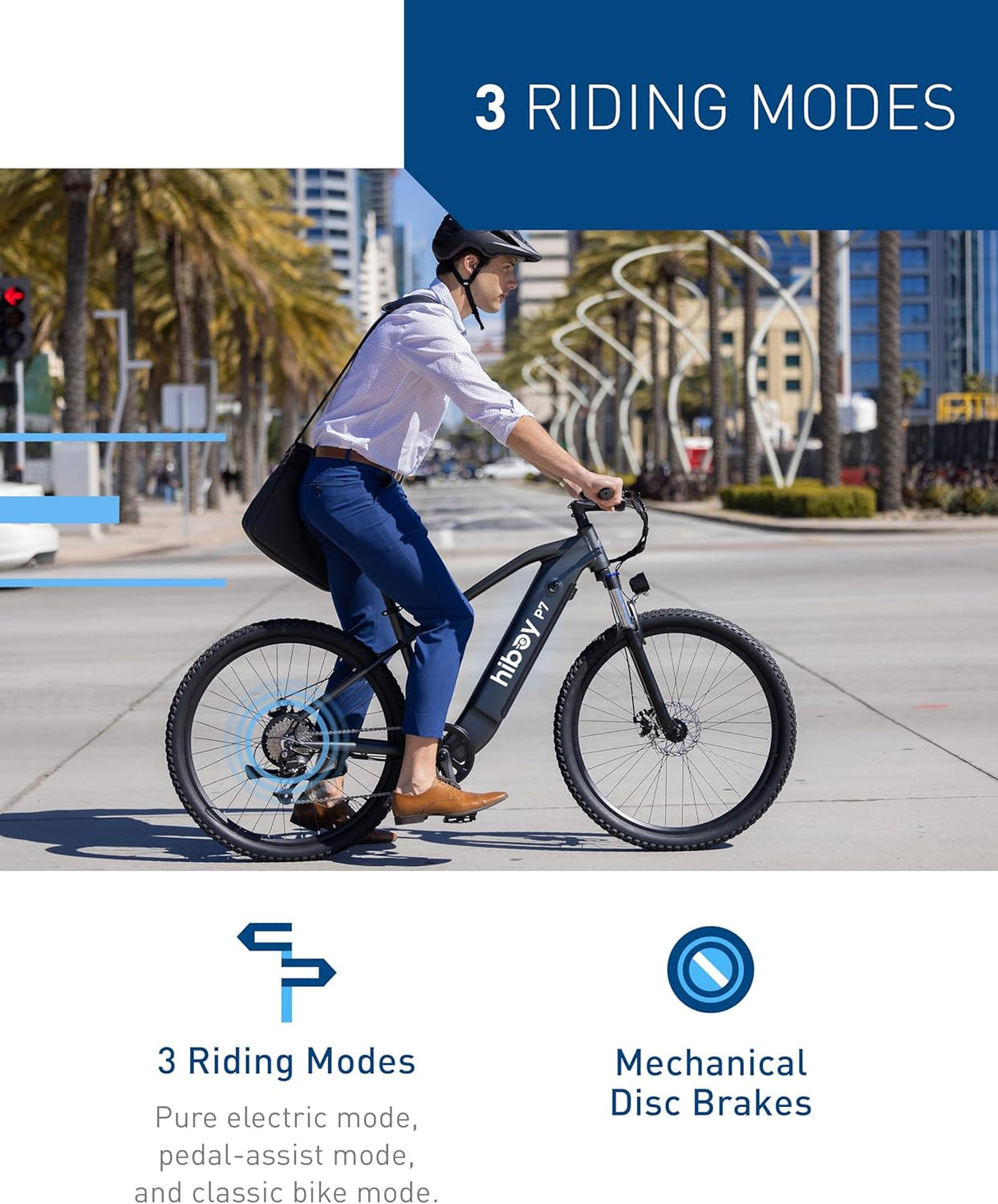 Bicicleta eléctrica Hiboy P7, 800W, 25mph, batería 696WH