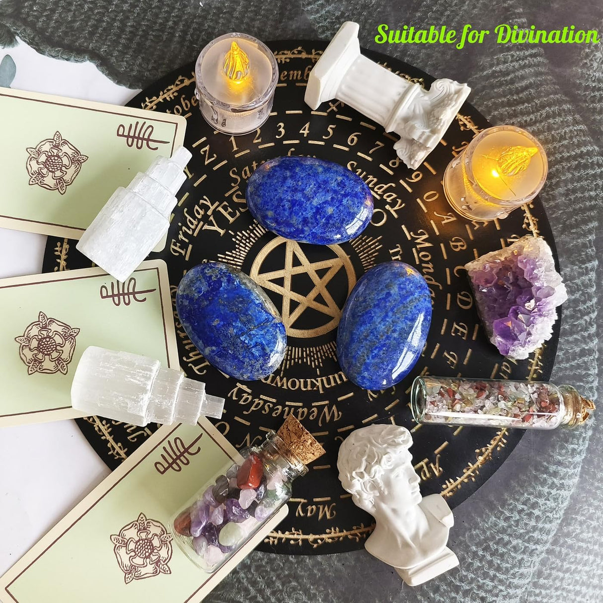 Cristales de lapislázuli de 2.4 pulgadas, piedras preciosas