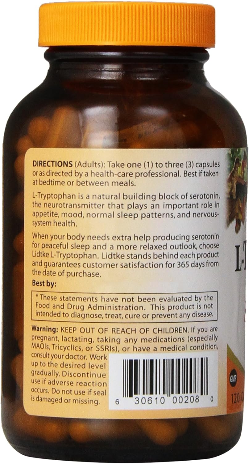 Lidtke Technologies - Cápsulas de L-triptófano, 120 unidades
