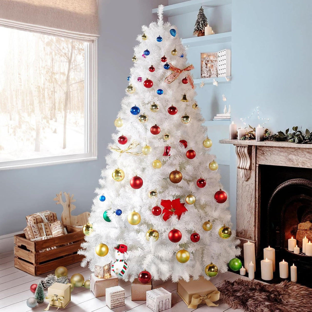 Árbol de Navidad Artificial de 7.5ft con Soporte Plegable