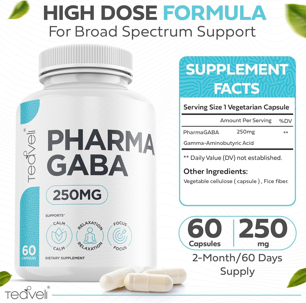 Suplemento Pharma GABA 250 mg la salud cognitiva fermentado