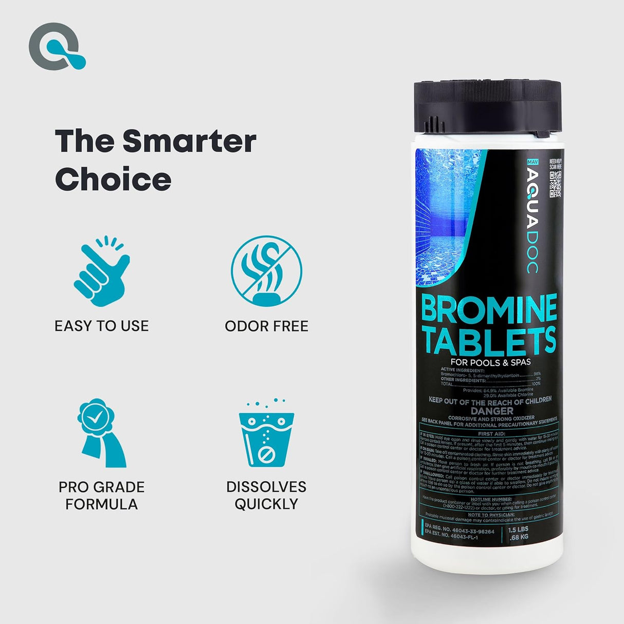 Tabletas de Bromuro AquaDoc 1.5lbs para Hot Tub y Spa