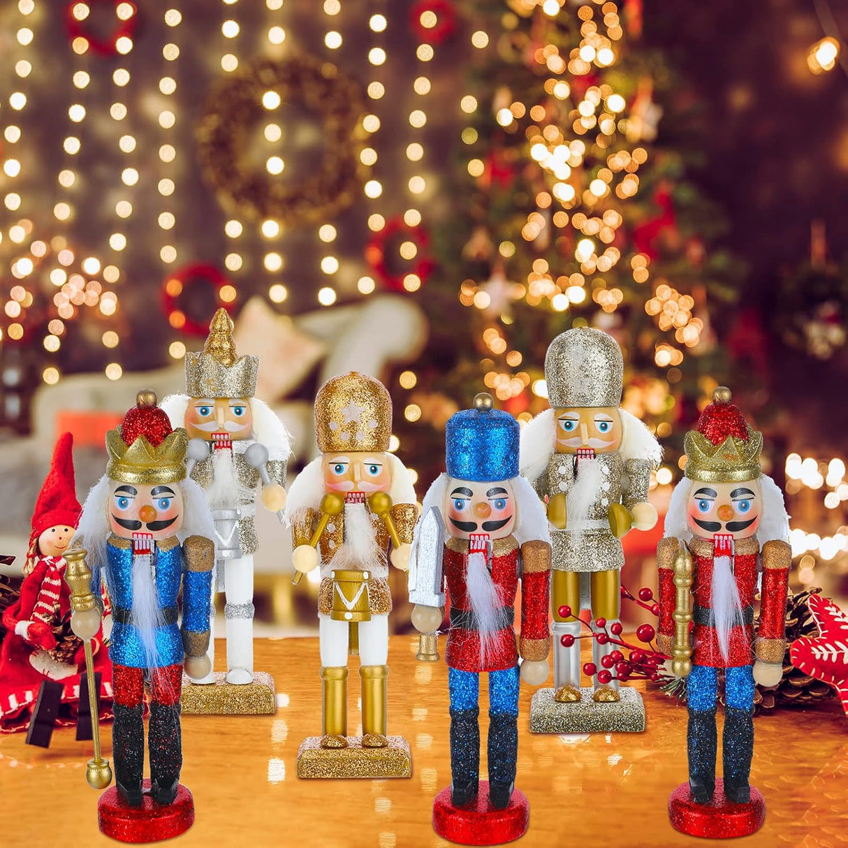 Juego de 11 Adornos de Soldados Nutcracker - Decoración Navideña