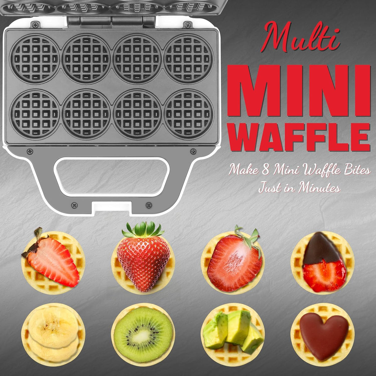 Mini Waffle Maker, Compact, Antiadherente, Modelo para Niños
