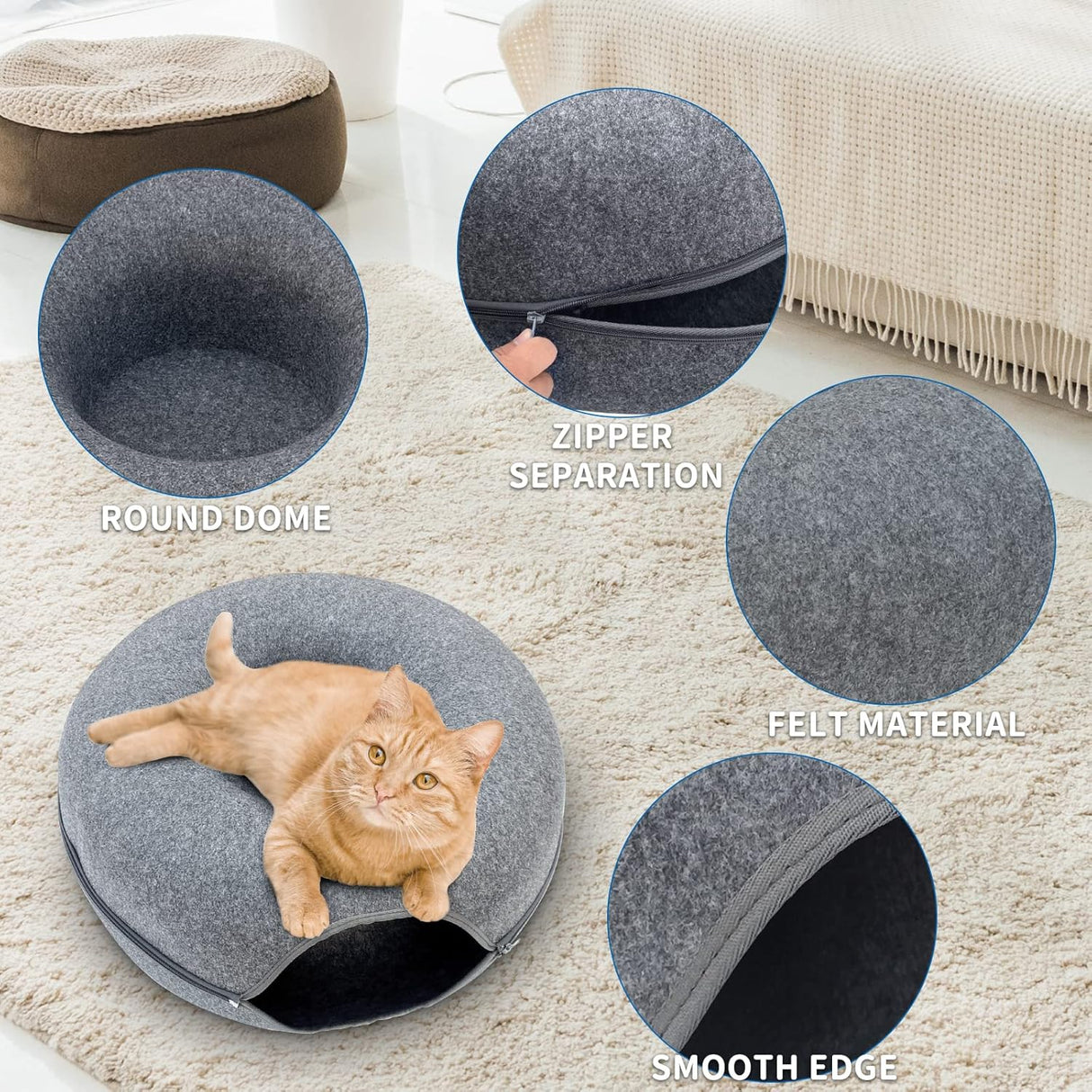 Cueva para Gatos MARUNDA, 2 Pack, Lavable y Desmontable