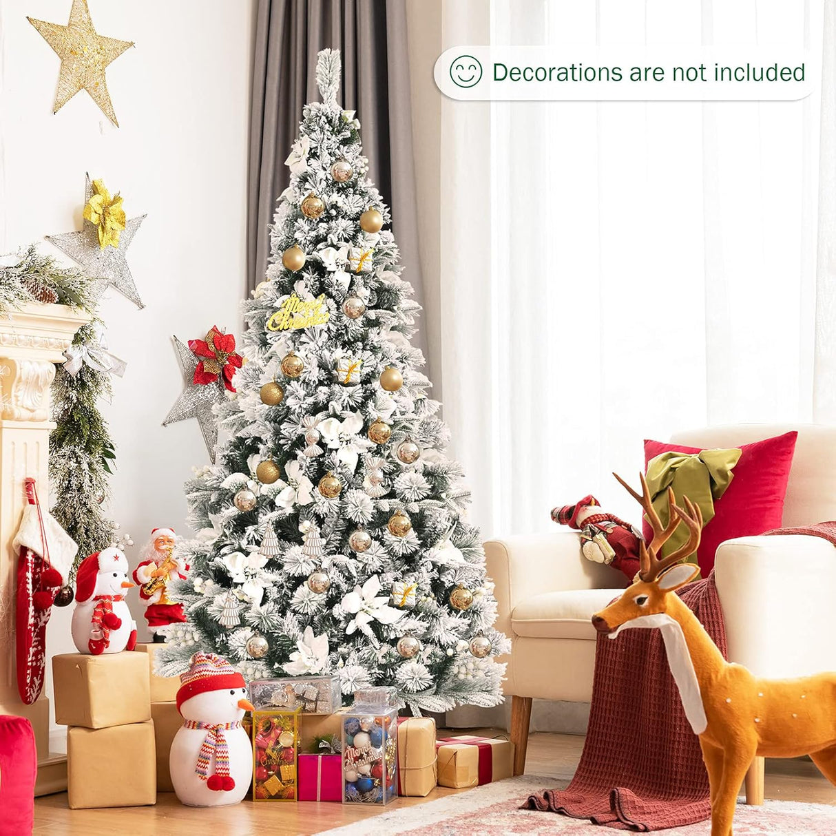 Árbol de Navidad Artificial Goplus 6FT con Decoración y Soporte
