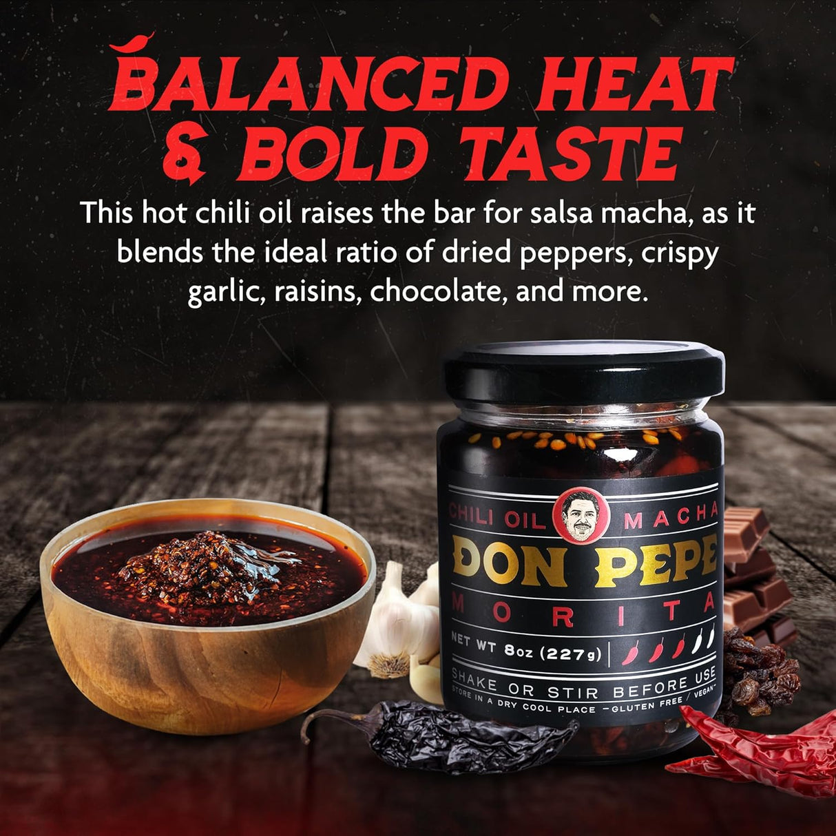 Salsa Macha DON PEPE, Chiles Morita, Ajo, Vegano, 227 g