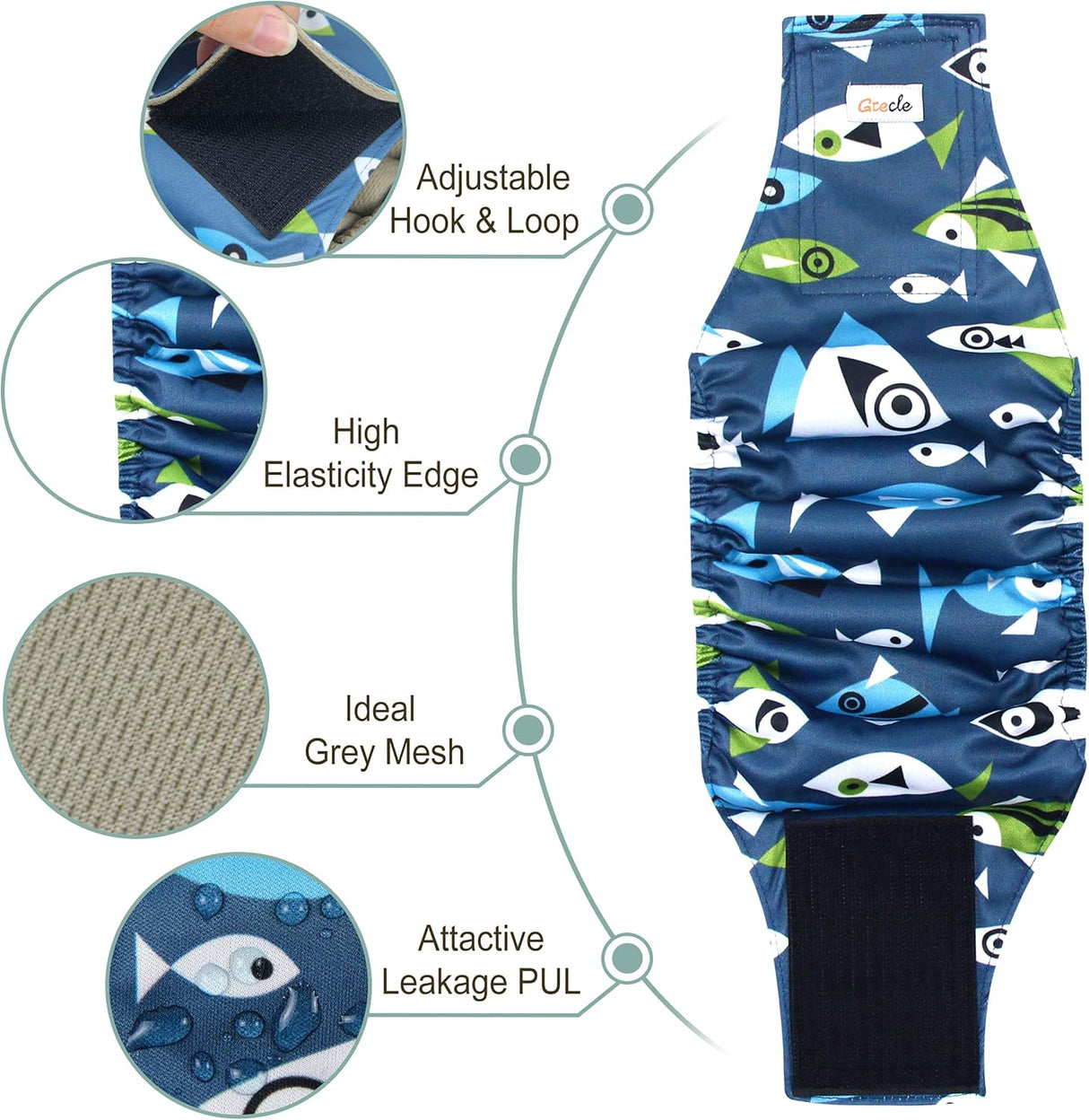 Grecle Pañales prémium para perros machos –Banda lavable