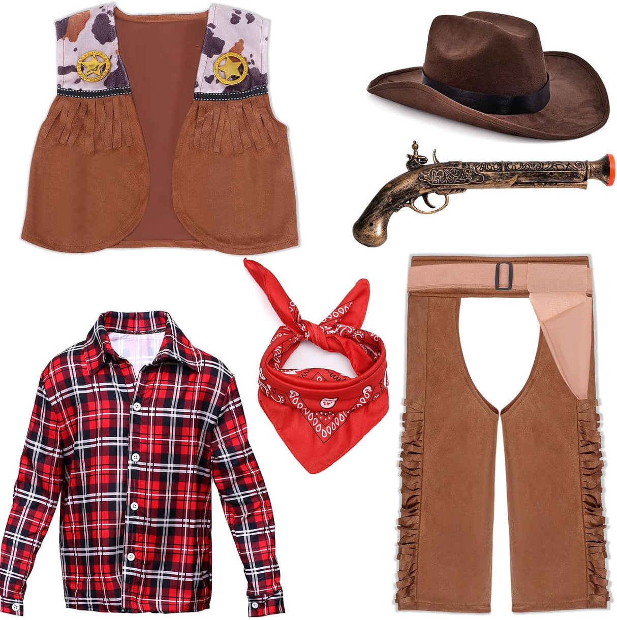 Disfraz de Vaquero para Niños Latocos 7 PCS, 3-10 Años