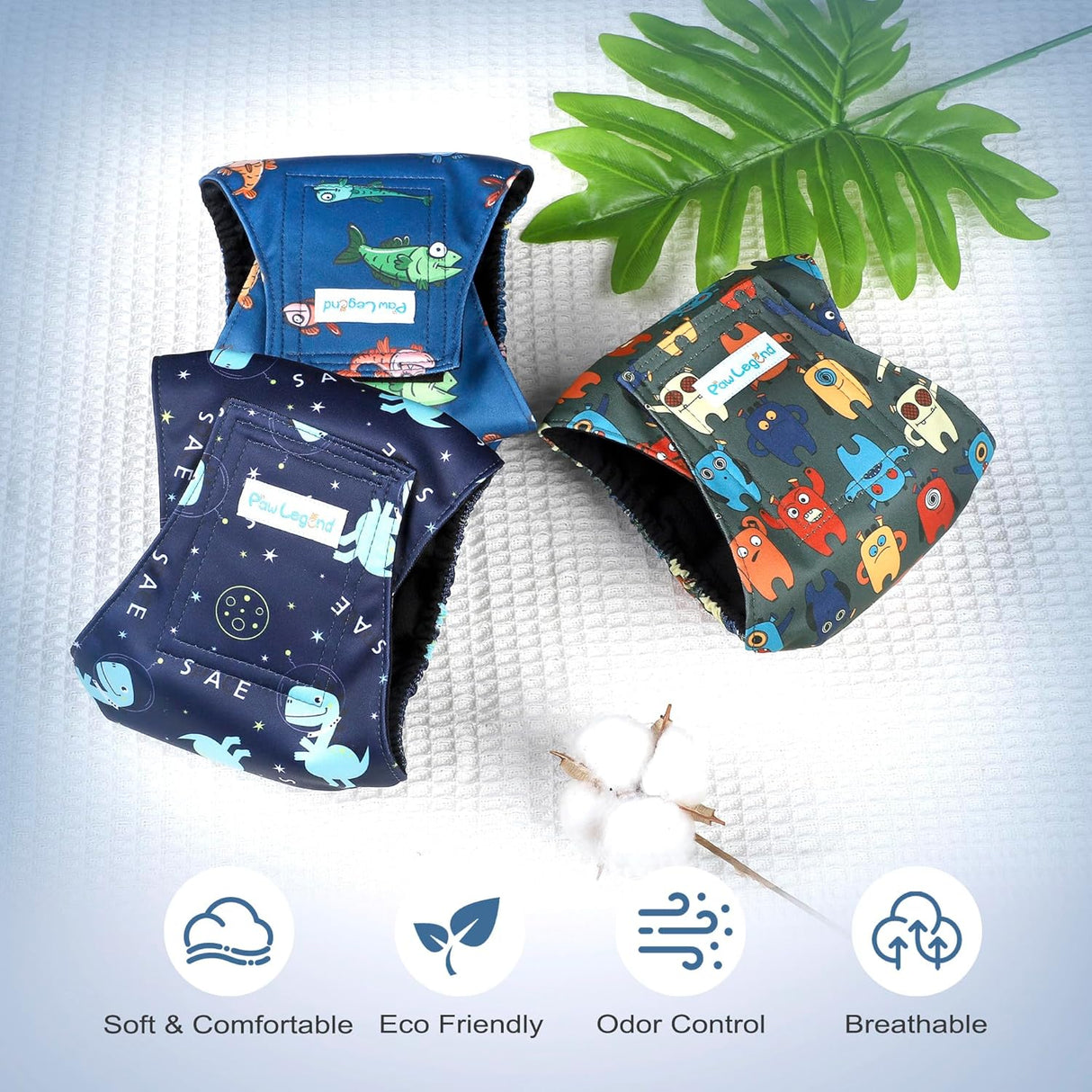 Paw Legend Pañales lavables vientre cachorros(paquete 3, S)